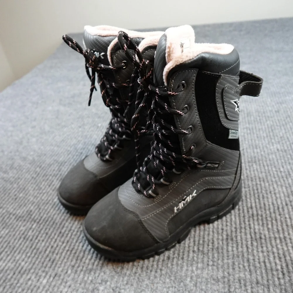 HMK Voyager Womens Snow Boots Size 6 Black Leather Waterproof Insulated Winter